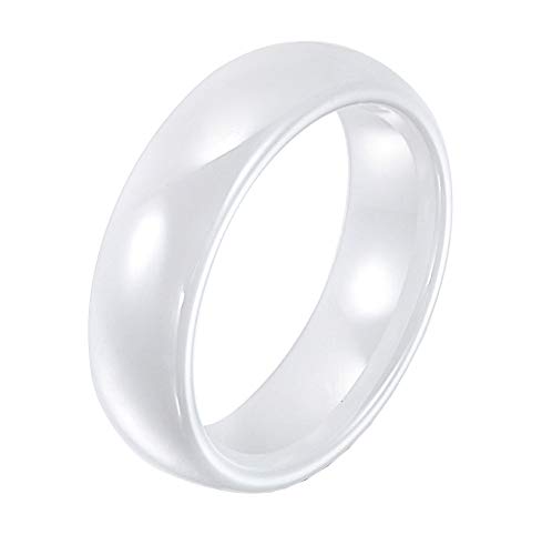 PAURO Damen Herren 6MM Hochglanzpolierter Ring Verlobungsversprechen Hochzeitsband Keramik Weiß Größe 52 (16.6) von PAURO