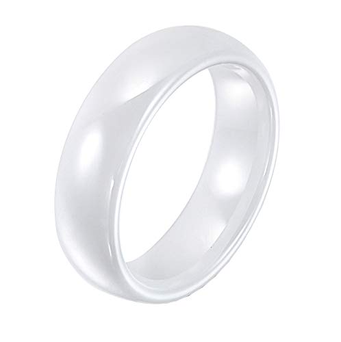 PAURO Damen Herren 6MM Hochglanzpolierter Ring Verlobungsversprechen Hochzeitsband Keramik Weiß Größe 57 (18.1) von PAURO