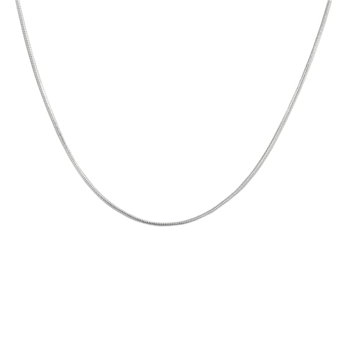 PAURO Damen Herren Edelstahl 0.9mm Flexible Runde Schlangenkette Halskette Hip Hop Schmuck Geschenk Silber, Länge 18'' von PAURO