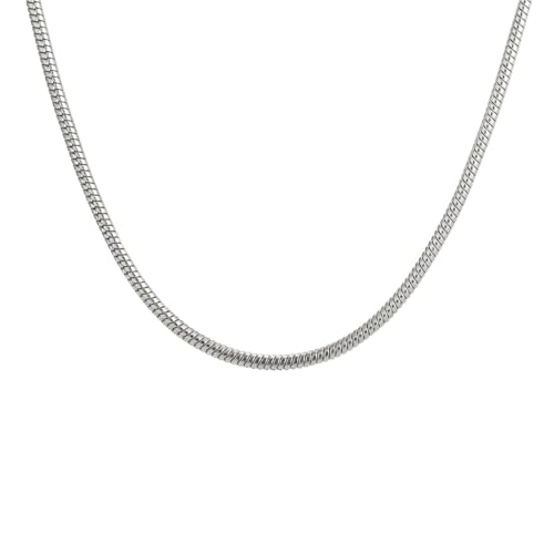 PAURO Damen Herren Edelstahl 1.5mm Flexible Runde Schlangenkette Halskette Hip Hop Schmuck Geschenk Silber, Länge 16'' von PAURO