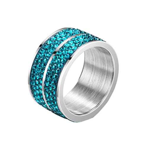 PAURO Damen Herren Edelstahl 12mm Ehering Zirkonia Ring Silbersee Blau Größe 65 (20.7) von PAURO