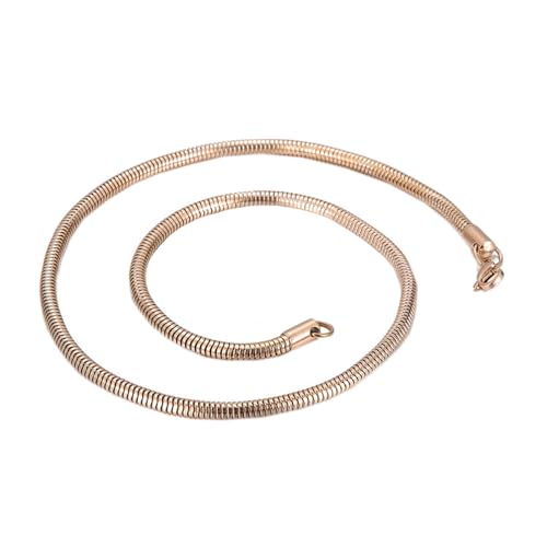 PAURO Damen Herren Edelstahl 3mm Flexible Runde Schlangenkette Halskette Hip Hop Schmuck Geschenk Rotgold, Länge 22'' von PAURO