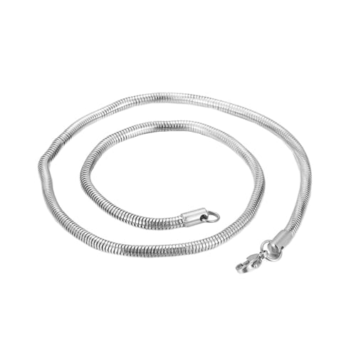 PAURO Damen Herren Edelstahl 4mm Flexible Runde Schlangenkette Halskette Hip Hop Schmuck Geschenk Silber, Länge 22'' von PAURO