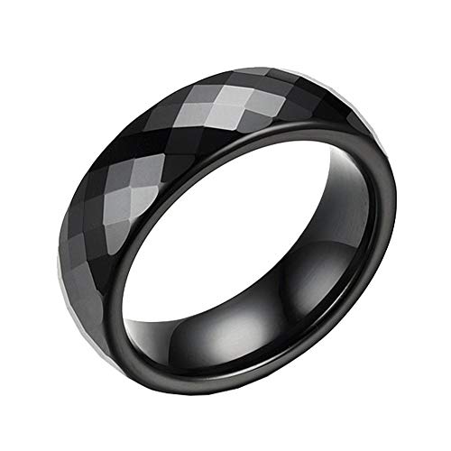 PAURO Damen Herren Schmuck Hoch Poliert Klassisch Design Engagement Hochzeitsband Ringe Keramik 6MM Schwarz Größe 60 (19.1) von PAURO