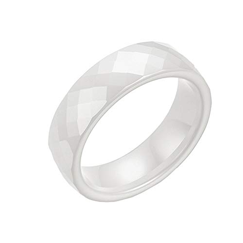 PAURO Damen Herren Schmuck Hoch Poliert Klassisch Design Engagement Hochzeitsband Ringe Keramik 6MM Weiß Größe 50 (15.9) von PAURO