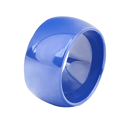 PAURO Damen Keramik 11mm Comfort Fit Ehering Einfacher Ring Poliert Blaue Größe 54 (17.2) von PAURO