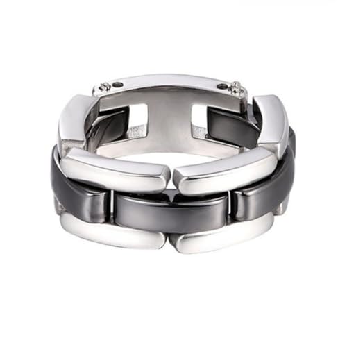 PAURO Damen Keramik 7MM Minimalistisches Hochglanzpoliertes Hochzeitsband Faltbarer Ring Schwarz Größe 62 (19.7) von PAURO