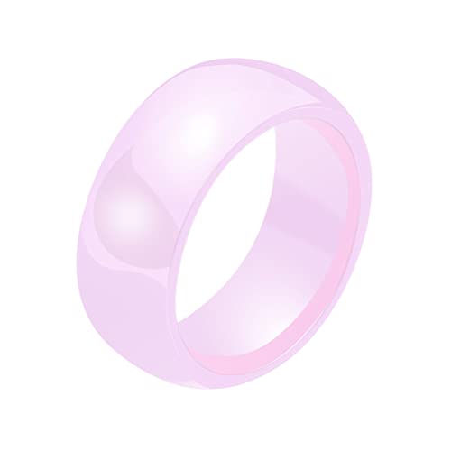 PAURO Damen Keramik 8mm Comfort Fit Ehering Einfacher Ring Poliert Rosa Größe 54 (17.2) von PAURO