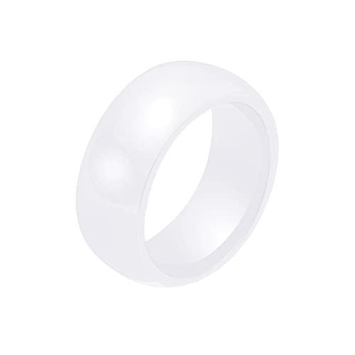 PAURO Damen Keramik 8mm Comfort Fit Ehering Einfacher Ring Poliert Weiße Größe 54 (17.2) von PAURO