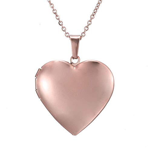PAURO Damen Love Herz Medaillon Halskette aus Edelstahl, Roségold Groß von PAURO