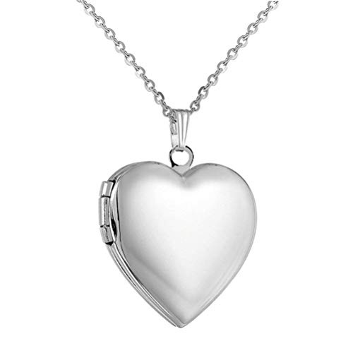 PAURO Damen Love Herz Medaillon Halskette aus Edelstahl, Silber Klein von PAURO