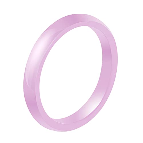 PAURO Damen Ring Keramik 3Mm Comfort Fit Hochzeitsband Einfachen Poliert Rosa Größe 52 von PAURO