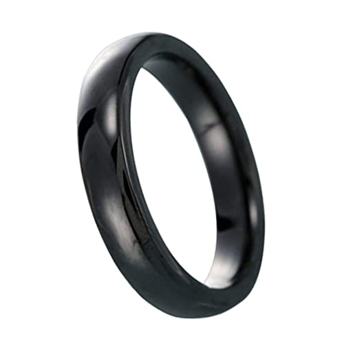 PAURO Damen Ring Keramik 4Mm Comfort Fit Hochzeitsband Einfachen Poliert Schwarz Größe 47 von PAURO