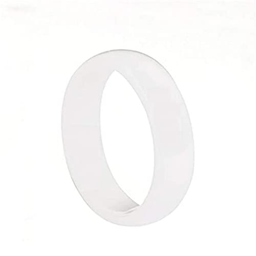 PAURO Damen Ring Keramik 6Mm Comfort Fit Hochzeitsband Einfachen Poliert Weiß Größe 52 von PAURO