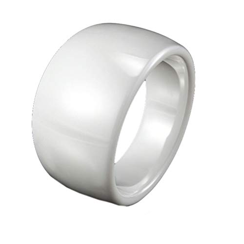 PAURO Damen Schmuck Breit Hoch Poliert Klassisch Design Engagement Hochzeit Band Ringe Keramik Weiß Größe 60 (19.1) von PAURO