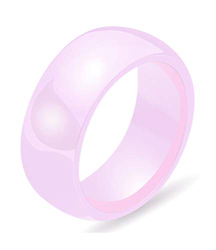 PAURO Damen Schmuck Hoch Poliert Klassisch Design Engagement Hochzeit Band Ringe Keramik Rosa Größe 54 (17.2) von PAURO