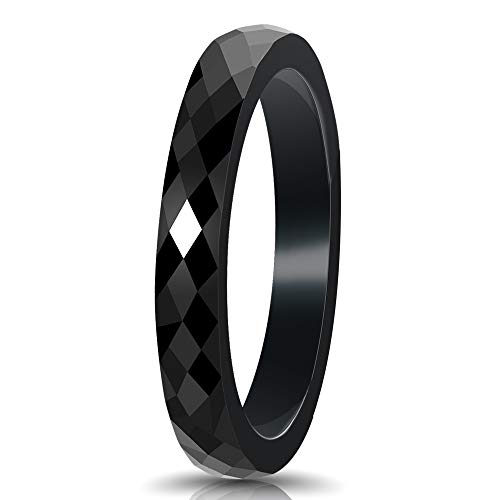 PAURO Damen Schmuck Hoch Poliert Klassisch Design Engagement Hochzeit Band Ringe Keramik Schwarz Größe 52 (16.6) von PAURO