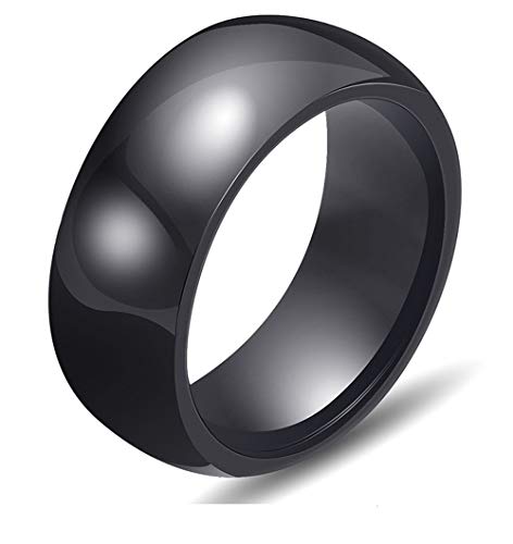 PAURO Damen Schmuck Hoch Poliert Klassisch Design Engagement Hochzeit Band Ringe Keramik Schwarz Größe 54 (17.2) von PAURO