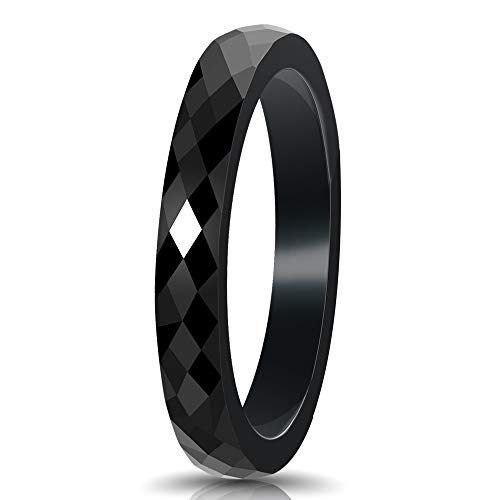 PAURO Damen Schmuck Hoch Poliert Klassisch Design Engagement Hochzeit Band Ringe Keramik Schwarz Größe 57 (18.1) von PAURO