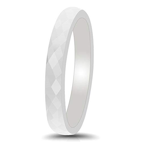 PAURO Damen Schmuck Hoch Poliert Klassisch Design Engagement Hochzeit Band Ringe Keramik Weiß Größe 52 (16.6) von PAURO