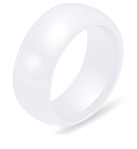 PAURO Damen Schmuck Hoch Poliert Klassisch Design Engagement Hochzeit Band Ringe Keramik Weiß Größe 52 (16.6) von PAURO