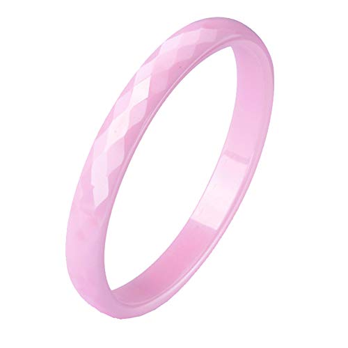 PAURO Damen Schmuck Hoch Poliert Klassisch Design Engagement Hochzeitsband Ringe Keramik 4MM Rosa Größe 57 (18.1) von PAURO