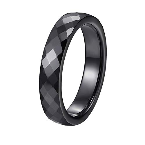 PAURO Damen Schmuck Hoch Poliert Klassisch Design Engagement Hochzeitsband Ringe Keramik 4MM Schwarz Größe 52 (16.6) von PAURO