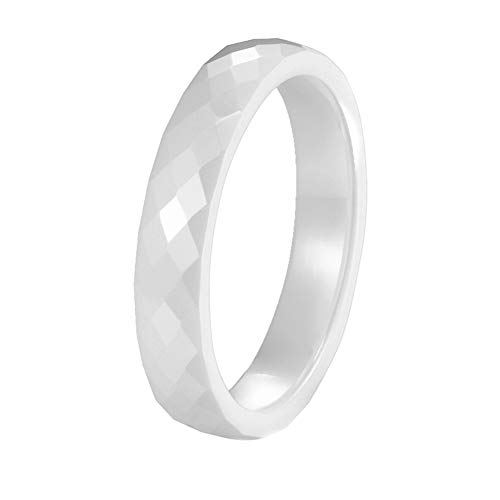 PAURO Damen Schmuck Hoch Poliert Klassisch Design Engagement Hochzeitsband Ringe Keramik 4MM Weiß Größe 50 (15.9) von PAURO