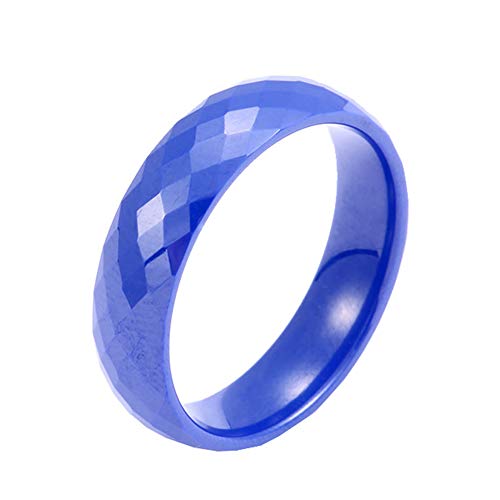 PAURO Damen Schmuck Hoch Poliert Klassisch Design Engagement Hochzeitsband Ringe Keramik 6MM Blau Größe 54 (17.2) von PAURO