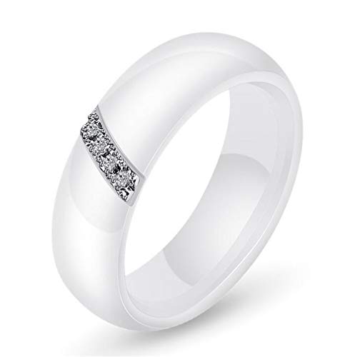 PAURO Damen Schräg Stange Zirkon Engagement Hochzeit Band Ringe Keramik Weiß Größe 52 (16.6) von PAURO