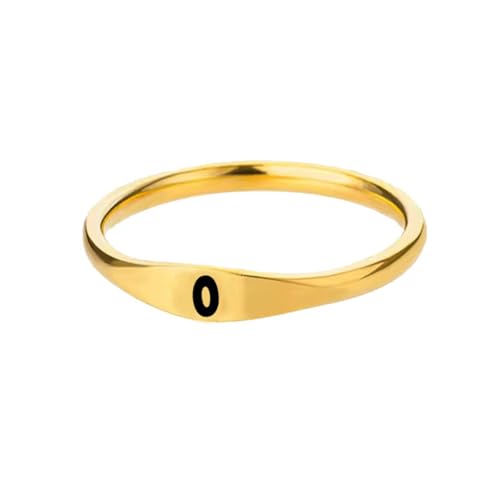 PAURO Edelstahl Trendiger Minimalistischer Alphabet Stapelung Initiale Siegelring für Herren Damen Gold O Größe 57 (18.1) von PAURO