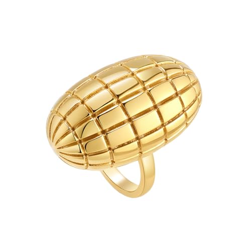 PAURO Frau Edelstahl Leichter und luxuriöser Brot Ring Gold Größe 52 (16.6) von PAURO
