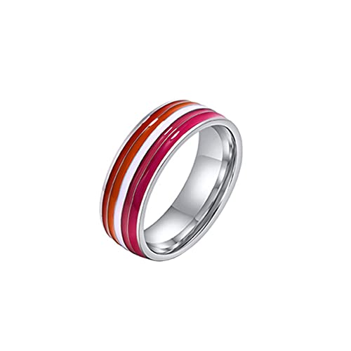 PAURO Herren 8mm Edelstahl Emaille LGBT Stolz Regenbogen Flaggen Ring für Schwule Paare Ewigkeitsringe Größe 57 von PAURO