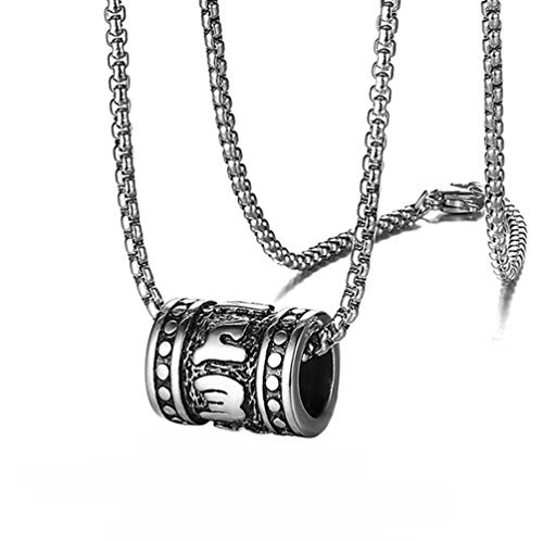 PAURO Herren Anhänger Edelstahl Meditation Yoga Halskette Tibetisch Buddhist mit 24 Zoll Kette Silber von PAURO