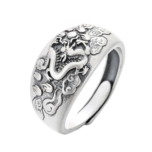 PAURO Herren Damen Chinesisches Tierkreiszeichen Ehering Ring Einstellbar Charmante Horoskope Schmuck Drachen von PAURO