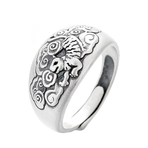PAURO Herren Damen Chinesisches Tierkreiszeichen Ehering Ring Einstellbar Charmante Horoskope Schmuck Tiger von PAURO