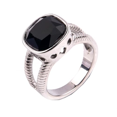 PAURO Herren Damen Edelstahl Einfacher Quadratischer Verlobungsring mit Kubischem Zirkoniumdioxid Silber Schwarz Größe 68 (21.6) von PAURO
