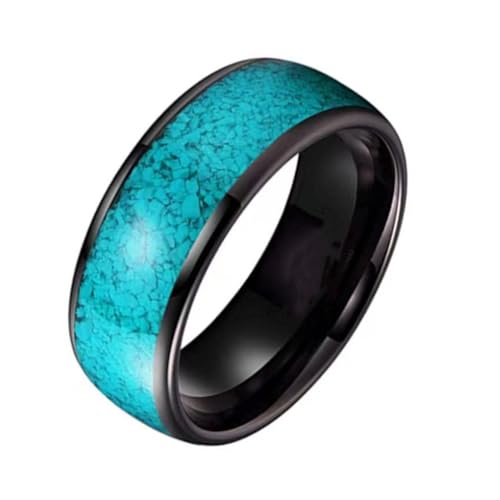 PAURO Herren Damen Edelstahl Hochglanzpolierter Ring mit Blauem Stein Einlage Schwarz Größe 54 (17.2) von PAURO