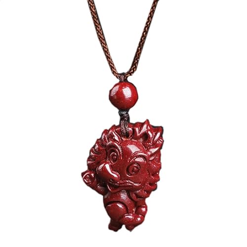 PAURO Herren Damen Kreative Niedliche Tierkreiszeichen Zinnober Tier Anhänger Halskette Drachen von PAURO