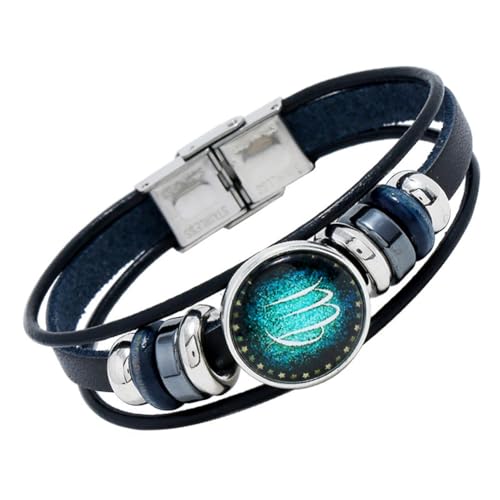 PAURO Herren Damen PU 12 Konstellation Geflochtene Verstellbare Armband Sternennacht Jungfrau von PAURO