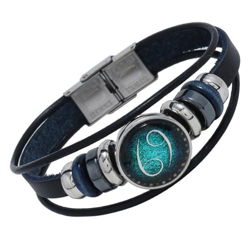 PAURO Herren Damen PU 12 Konstellation Geflochtene Verstellbare Armband Sternennacht Krebs von PAURO