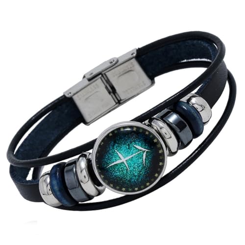 PAURO Herren Damen PU 12 Konstellation Geflochtene Verstellbare Armband Sternennacht Schütze von PAURO