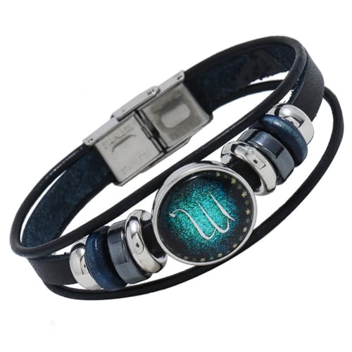 PAURO Herren Damen PU 12 Konstellation Geflochtene Verstellbare Armband Sternennacht Skorpion von PAURO