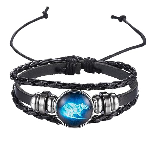 PAURO Herren Damen PU Jahrgang Chinesischen Stil Tierkreiszeichen Leuchtende Armband Ratte von PAURO