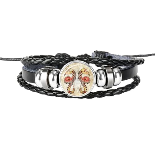 PAURO Herren Damen PU Leder Kreative 12 Konstellationen Geflochtenes Verstellbares Armband Zwillinge von PAURO