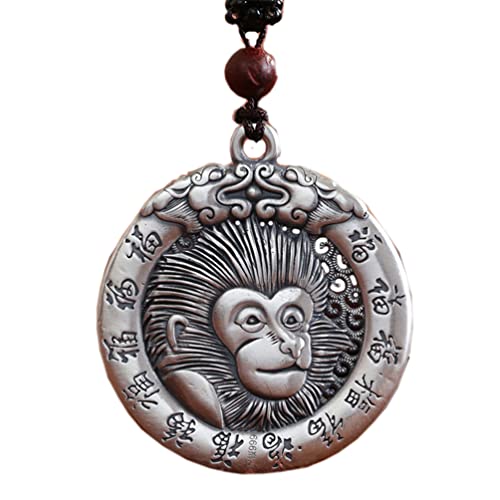 PAURO Herren Damen Retro Chinesische Sternzeichen Siegel Anhänger Halskette mit Kette Amulett Schmuck AFFE von PAURO