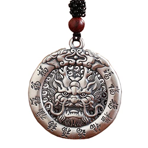 PAURO Herren Damen Retro Chinesische Sternzeichen Siegel Anhänger Halskette mit Kette Amulett Schmuck Drachen von PAURO