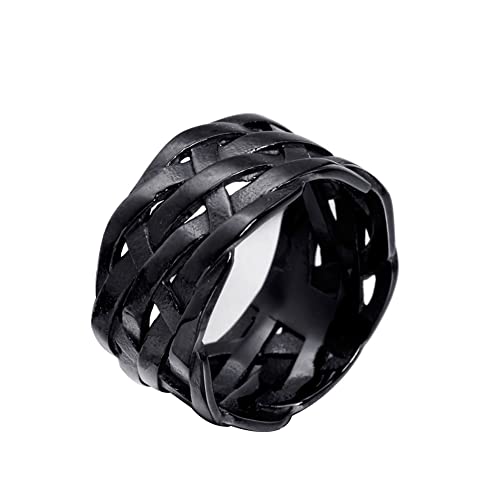 PAURO Herren Edelstahl 12mm Retro Keltischer Knoten Gotisch Biker Ring Ehering Schwarz Größe 70 (22.3) von PAURO