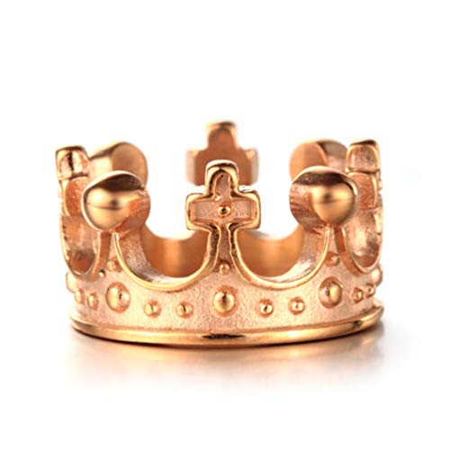 PAURO Herren Edelstahl Europa und Amerika Stil Imperiale Krone Ring Roségold Größe 70 (22.3) von PAURO