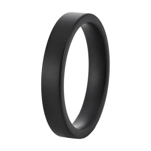 PAURO Herren Edelstahl Frosted Simple Keramik Personalisiert Ring 4mm Schwarz Größe 54 (17.2) von PAURO